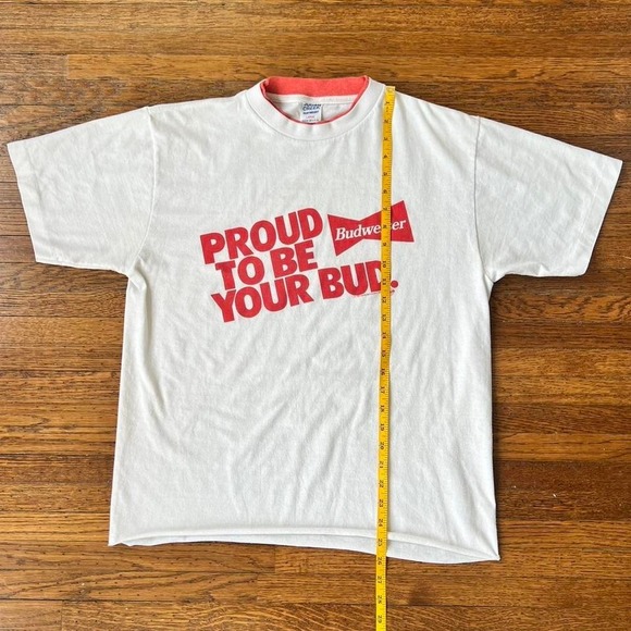 "PROUD TO BE YOUR BUD" Vintage Budweiser shirt White and Red Men's Large - Picture 6 of 8